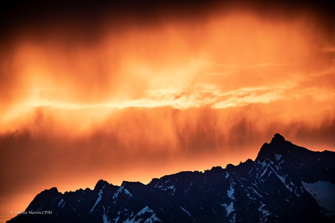 Fire Sky Sunrise over The Purcell Mountains through the thunderstorm