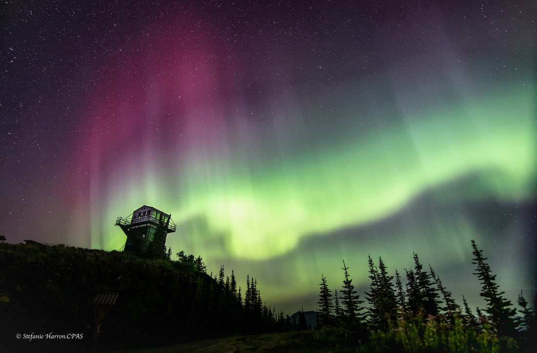 Northern Lights from Mount Buchanan Fire Watch Lookout